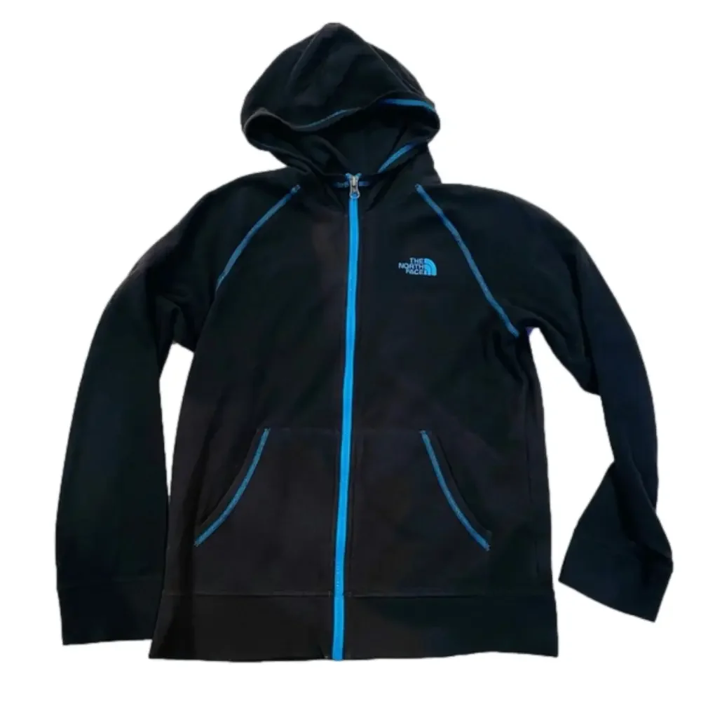 The North Face Boy’s Black Blue Fleece Zip Up Hooded Jacket Size Large